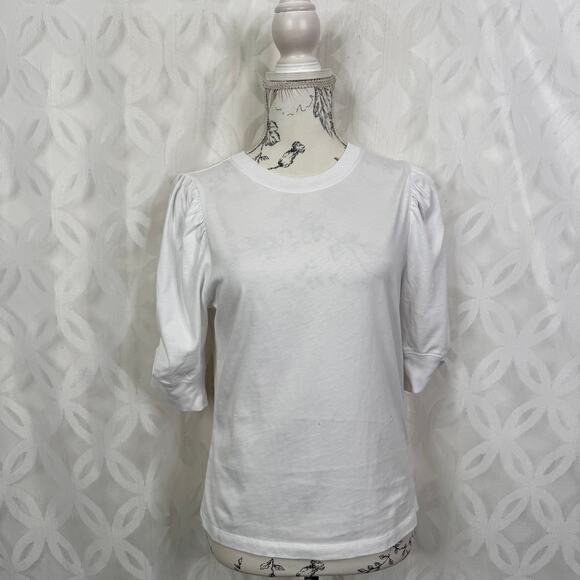 Frame‎ Cotton Frankie White Puff Sleeve Tee  Size S - Picture 5 of 16